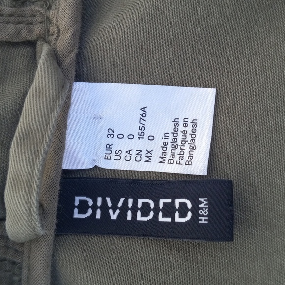 DIVIDED H&M  Khaki GREEN Utility Jacket With Hood Size 0 - Picture 5 of 6